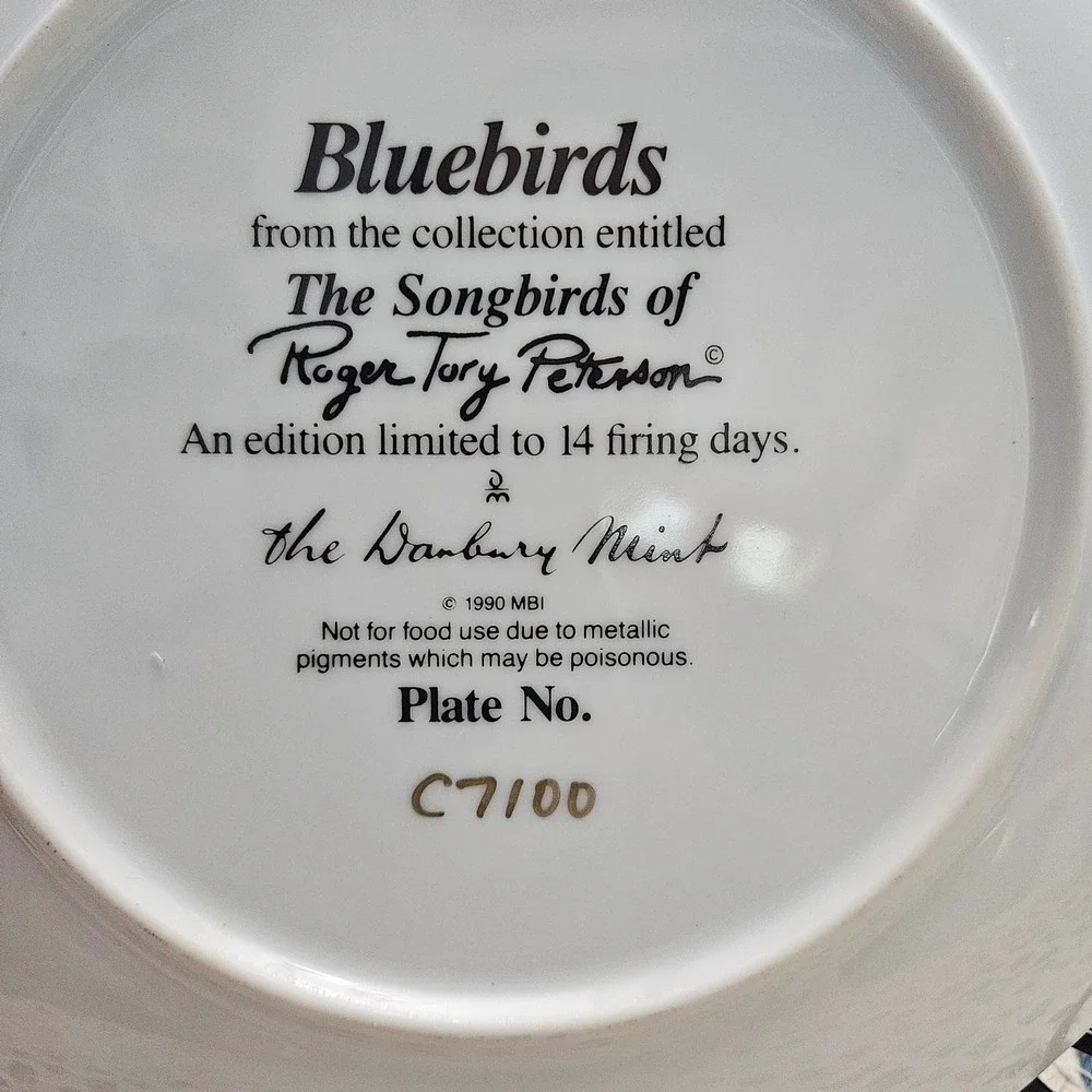 Danbury Mint Songbirds of Roger Peterson Bluebirds Decorative Plate 8